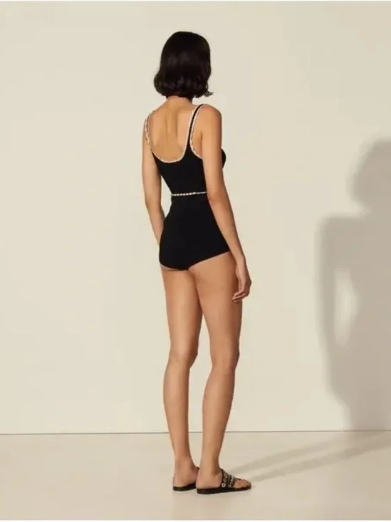 Sandro Black Ribbed Knit Shorts - Picture 2 of 6